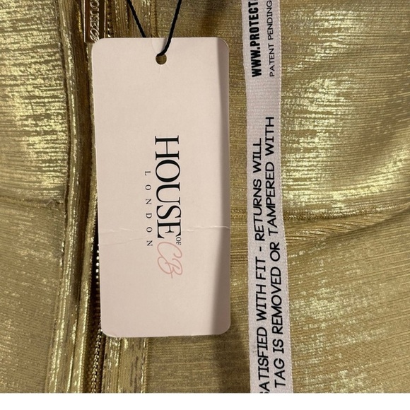 ‼️WOW‼️NEW HOUSE OF CB Michaela Gold Foil Bandage Super High Waisted Skirt ‼️ - Picture 6 of 11